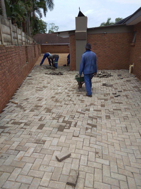 Large herringbone paved parking area in Limpopo
